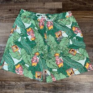 Nickelodeon SpongeBob SquarePants Tropical Swim Trunks XL Mint Green Mesh Lined